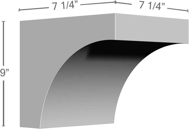 Ekena Millwork Endurathane Stockport Bracket, 7 1/4"W x 7 1/4"D x 9"H, Factory Primed (2-Pack) - Image 2